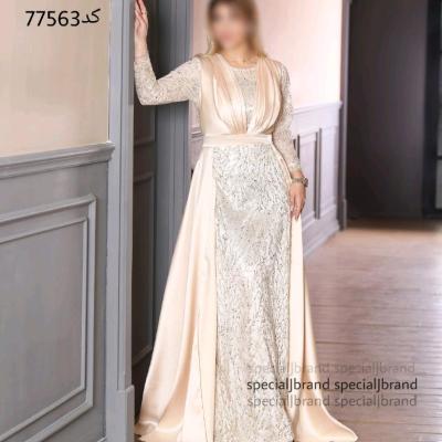 پیراهن مهمانی زنانه ساتن مدل پیراهن ماکسی مجلسی شاین ساتن زیبا خاص دنباله دار آرتمیس 77564