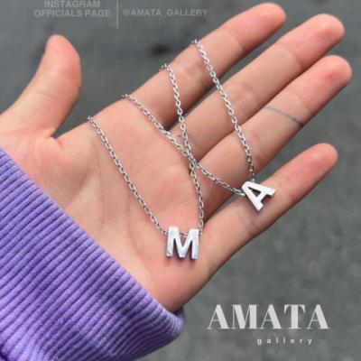 گردنبند حروف سه بعدی نقره ای