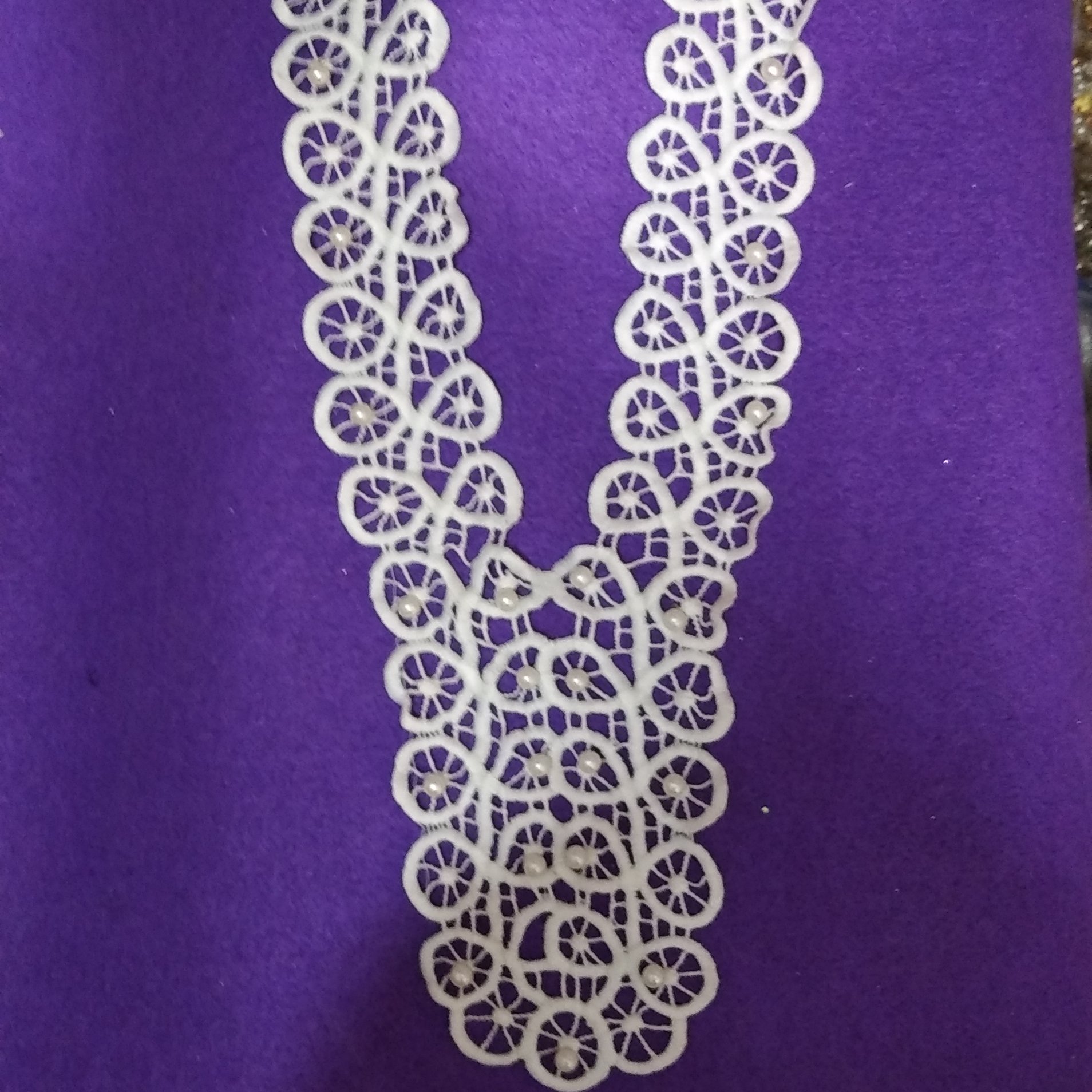 یقه بلند کتان مرواریدی