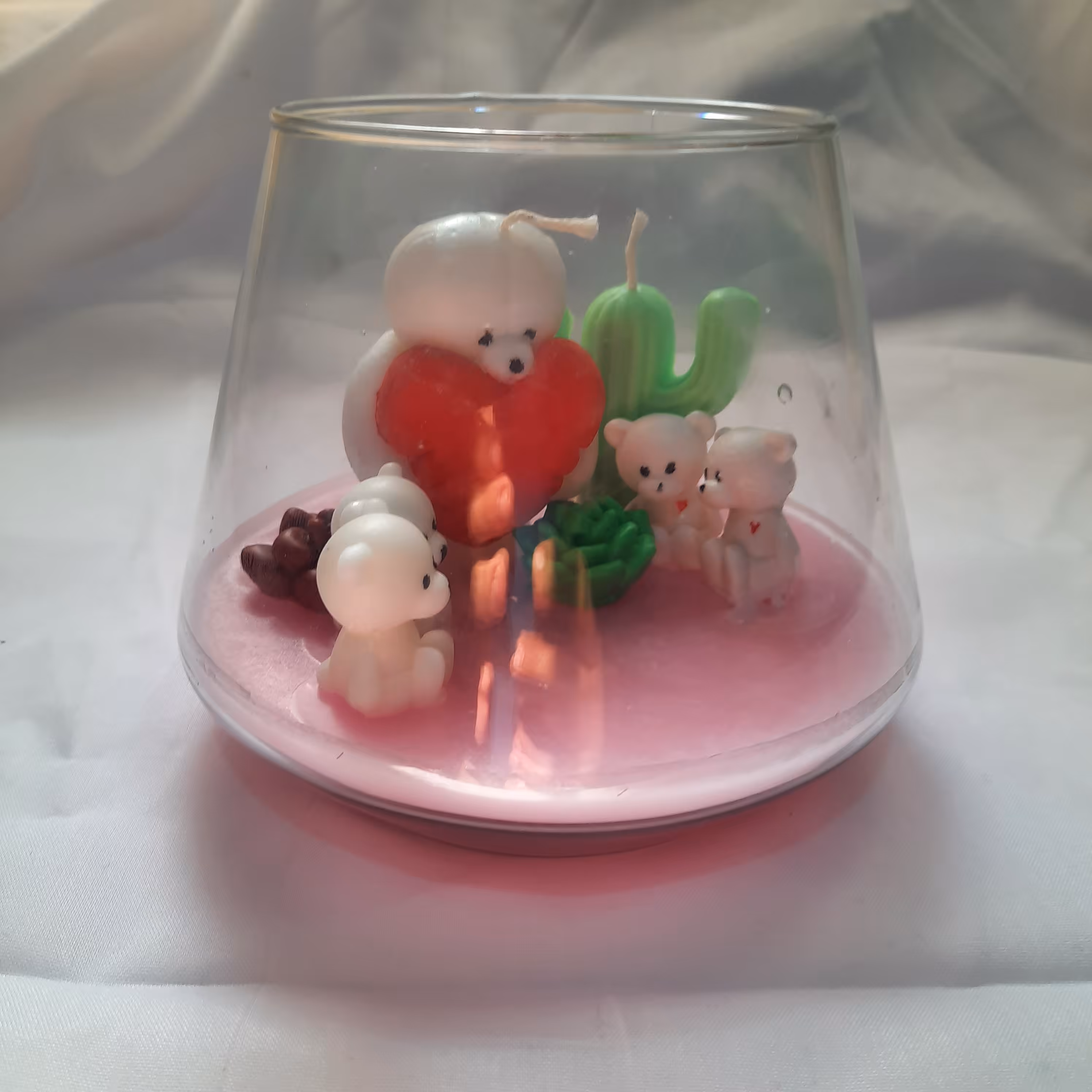 تنگ  شمع دکوری طرح خرس و کاکتوس