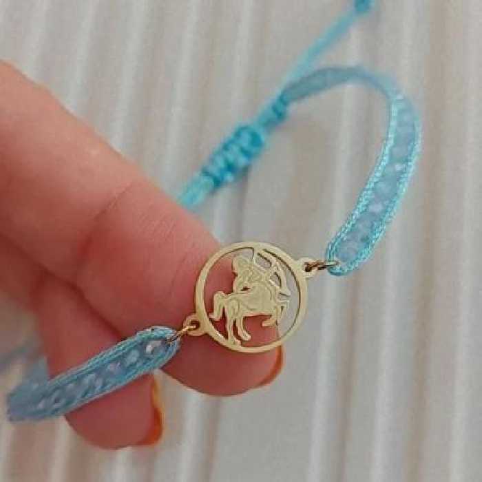 دستبند ماه تولد استیل با بند کریستال جواهری آبی