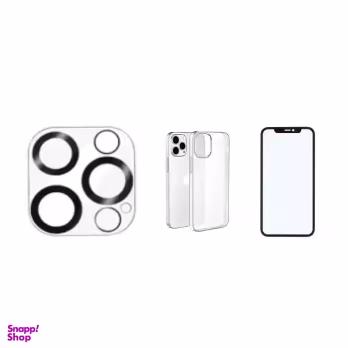 کاور گوشی موبایل مدل شیشه ای کد 24 به همراه گلس شفاف و لنز دوربین مناسب اپل iPhone Pro 12