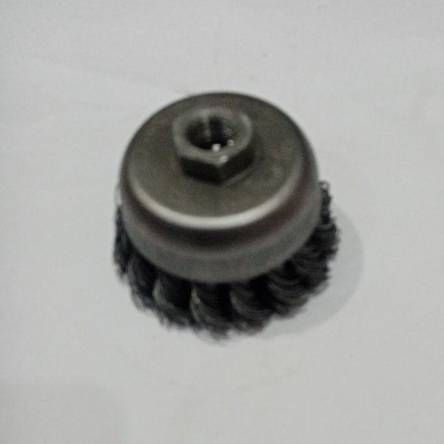 فرچه ( برس ) سیمی کاسه ای افشان 3 اینچ 7.5 سانتی متر فولادی رشته طلایی ساب ایران ( کربلایی )