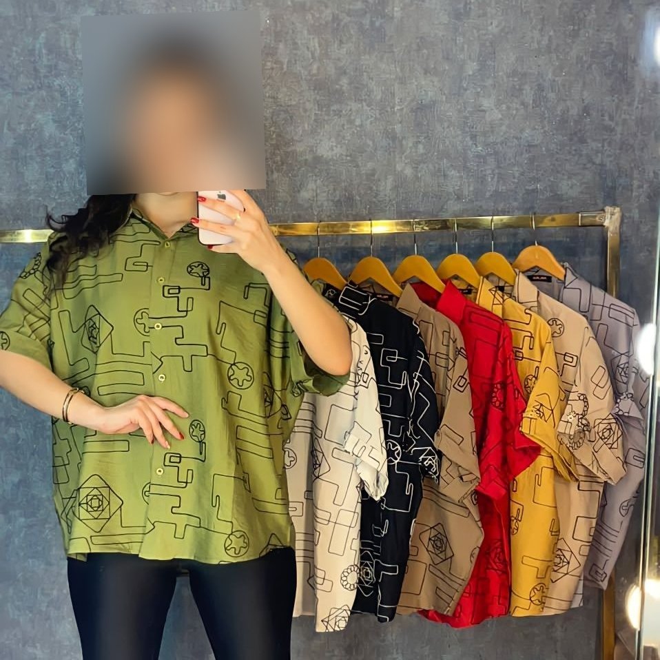 پیراهن شومیز قواره دار خامه دوزی جنس بابوس فری سایز تا 50 ارسال رایگان