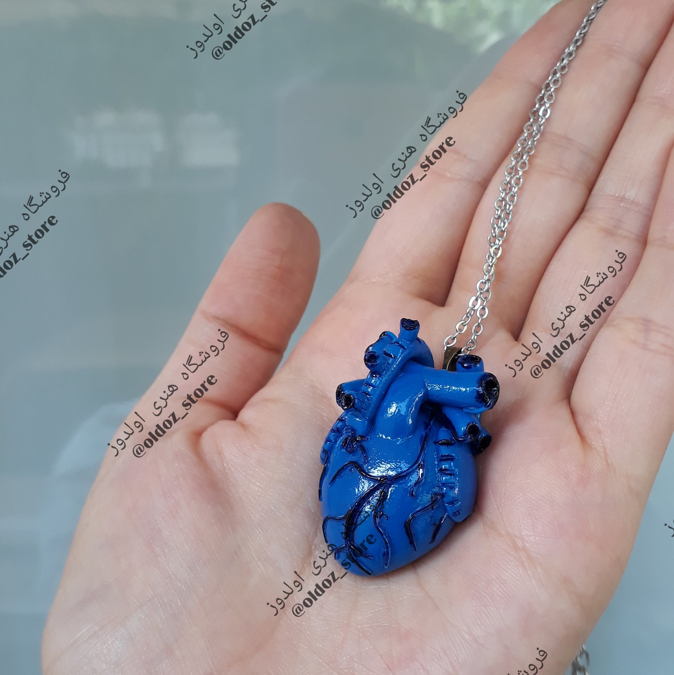 گردنبند قلب آناتومیک آبی، گردنبند دوستی، گردنبندفانتزی ، هدیه عاشقانه، هدیه خاص، دخترانه قلب استقلالی 