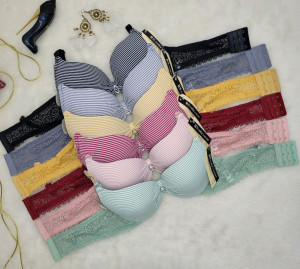 سوتین اسفنجی گره ای راه راه جکدار فنردار