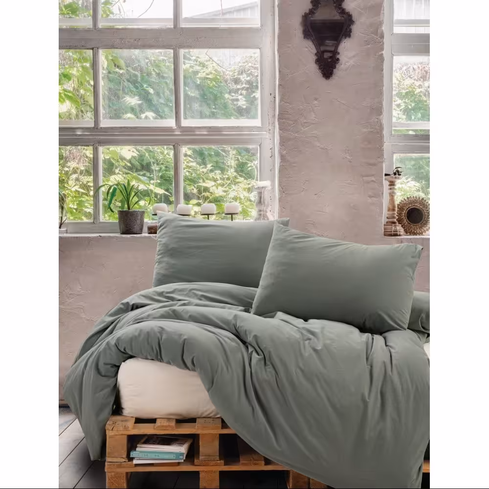 ست ملحفه کاتن باکس مدل Neat Mint-Krem دو نفره 4 تکه