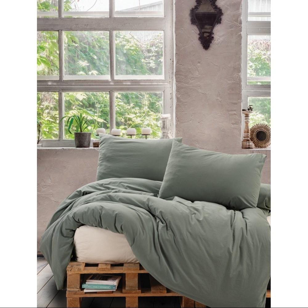 ست ملحفه کاتن باکس مدل Neat Mint-Krem دو نفره 4 تکه