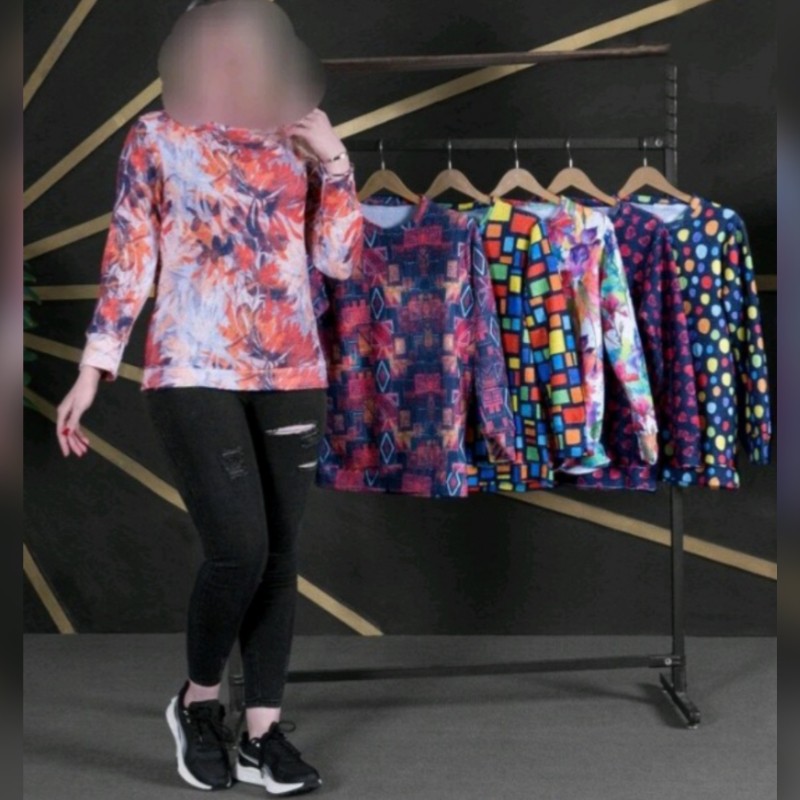 بلوز زنانه چاپی حوله ای مدل نگین