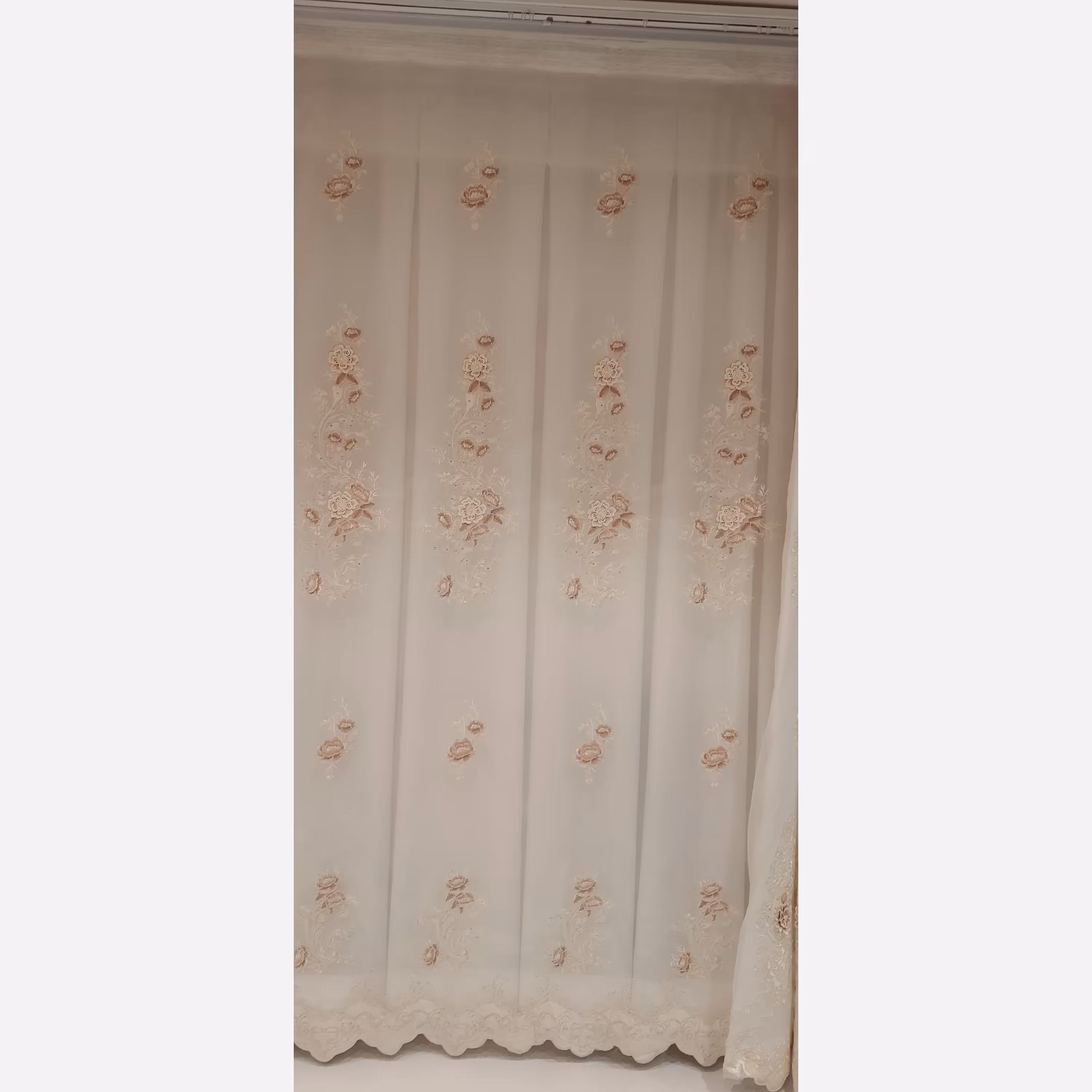 پرده تور فلت قابی گل برجسته ترک سنگین و پرکار مناسب عرض 2 متر