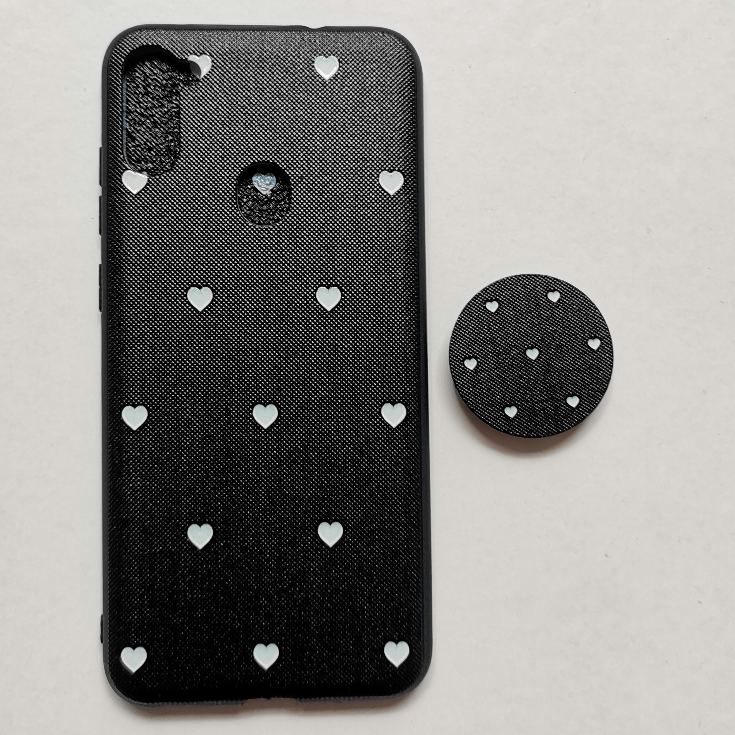 قاب طرحدار قلب مشکی پاپ سوکت دار گوشی سامسونگ A11