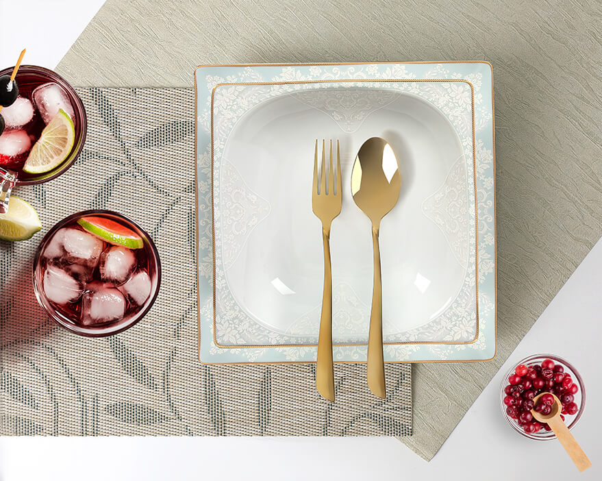 سرویس چینی 101 پارچه پردیس کاشان ونوس طرح راشل فیروزه ای