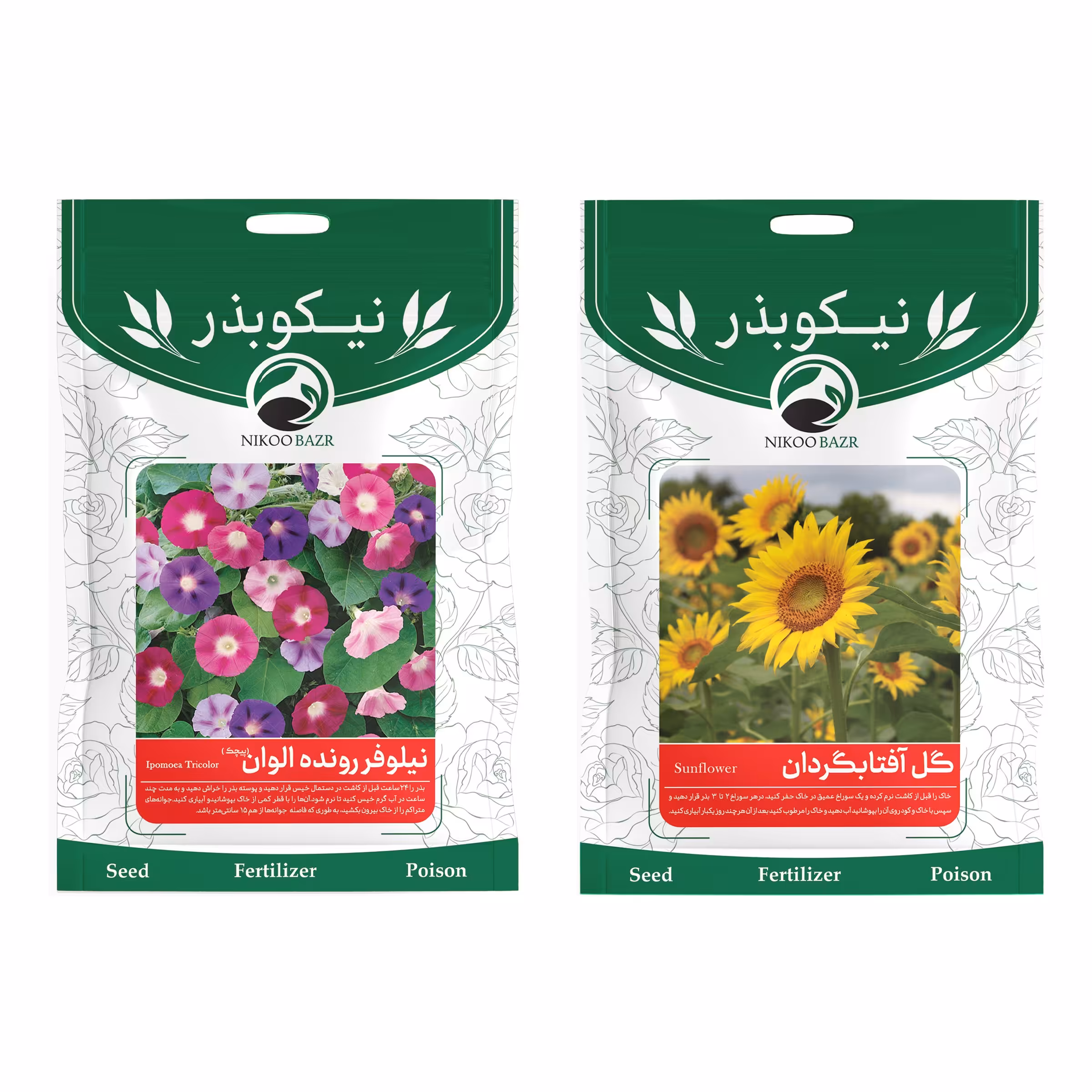 پکیج 2 عددی بذر گل آفتابگردان و نیلوفر(پیچک)