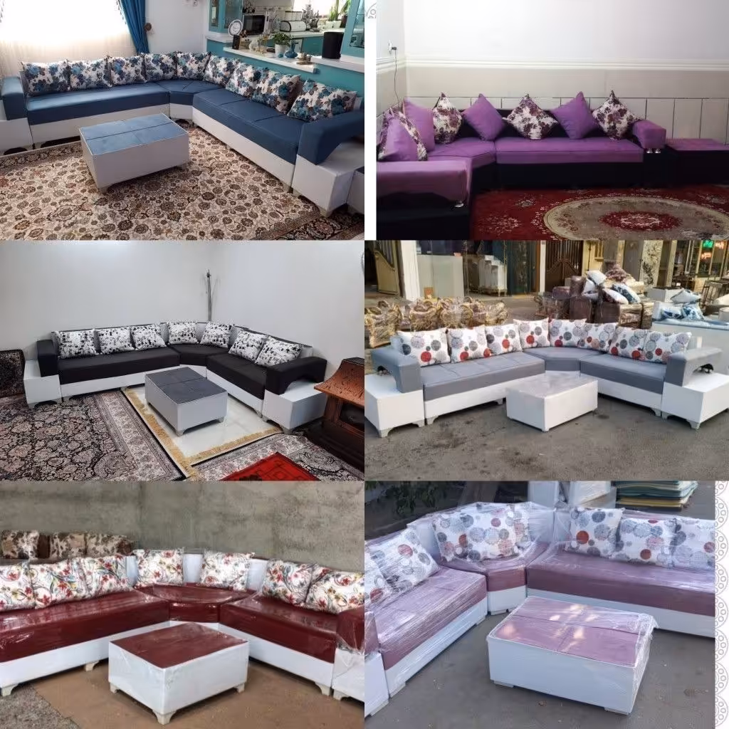 مبل ال دوبل دسته دار 7نفره تنوع رنگ و مدل به دلخواه مشتری