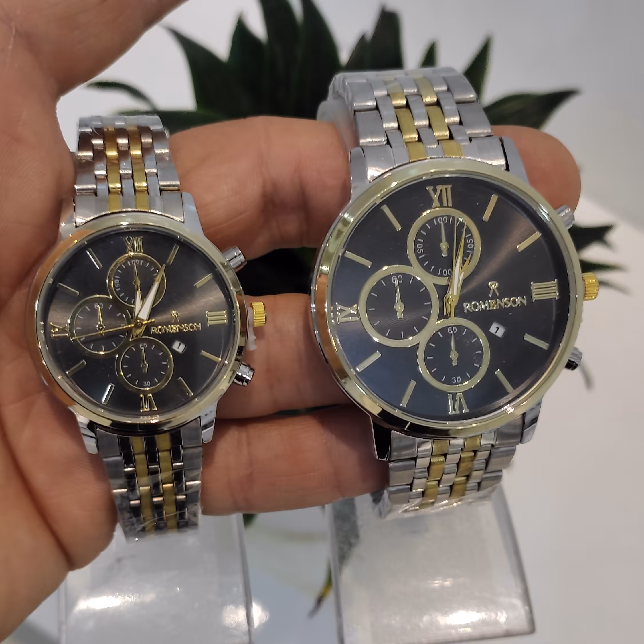 ست ساعت مچی  رومانسون ROMANSON بند اجری دارای جعبه و باطری اضافه