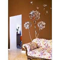 آینه دکوراتیو مولتی استایل، طرح گل قاصدک، در دو رنگ طلایی و نقره ای، ارتفاع بلندترین قاصدک 120 سانت و دو قاصدک کوچکتر 70