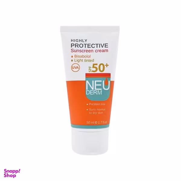 کرم ضد آفتاب نیودرم (Neuderm) مناسب پوست خشک و نرمال +SPF50 بژ روشن حجم 50 میلی‌لیتر