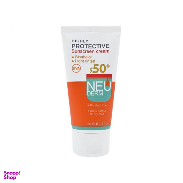 کرم ضد آفتاب نیودرم (Neuderm) مناسب پوست خشک و نرمال +SPF50 بژ روشن حجم 50 میلی‌لیتر