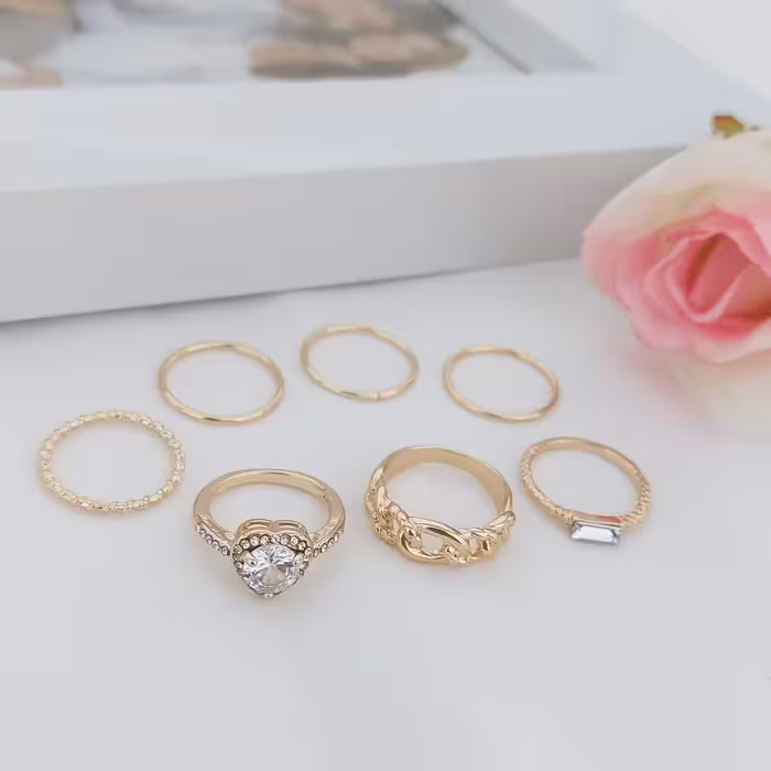 پک انگشتر مینیمال.کد11339. رنگ ثابت. ضدحساسیت. آبکاری طلا 