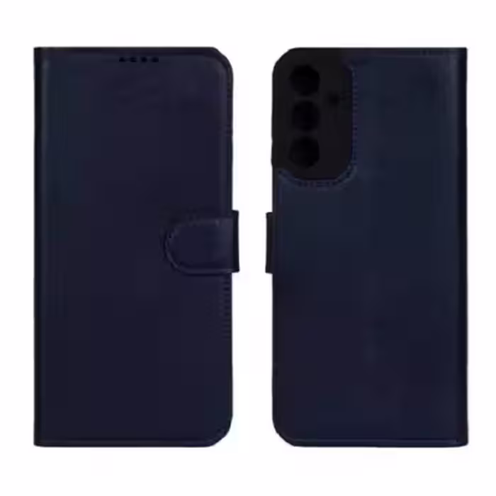 کیف موبایل چرمی مگنتی محافظ لنزدار Samsung Galaxy A15 سرمه ای