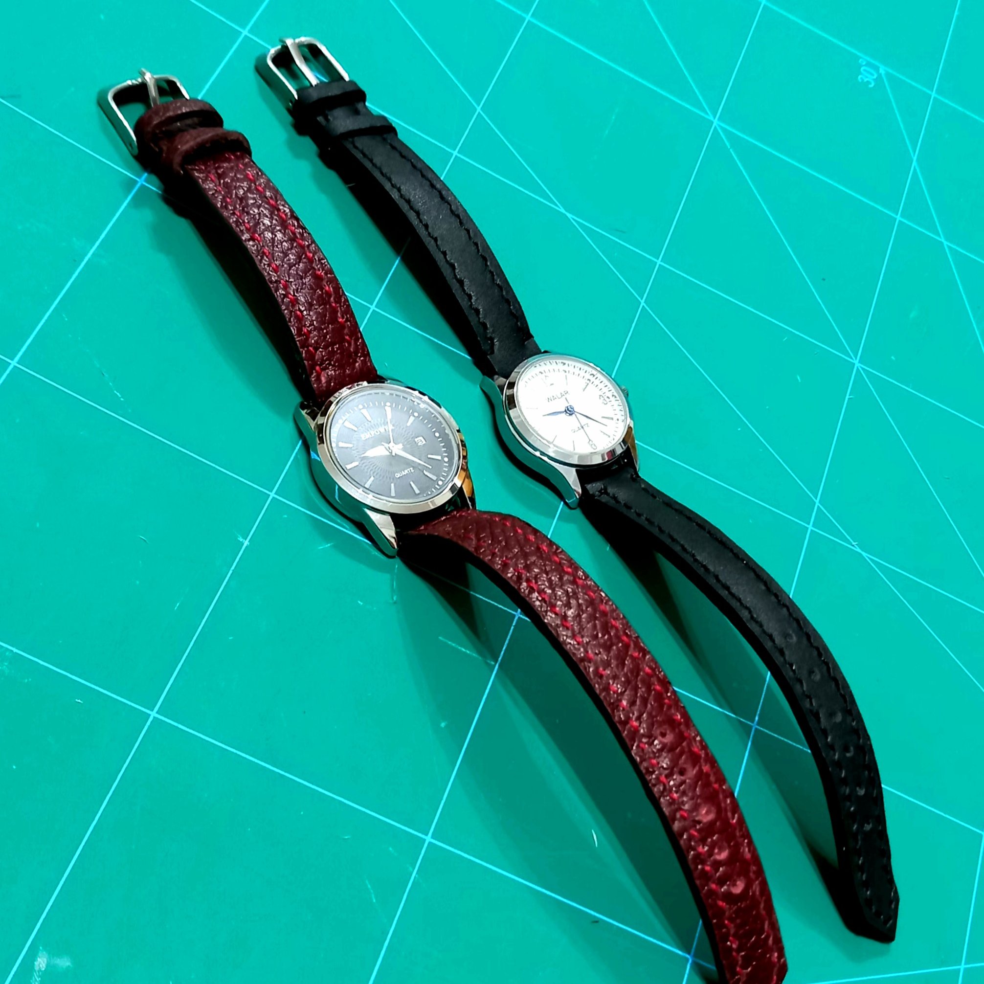 بند ساعت چرمی زنانه چرم گاوی با آستر چرم بزی کاملا دستدوز