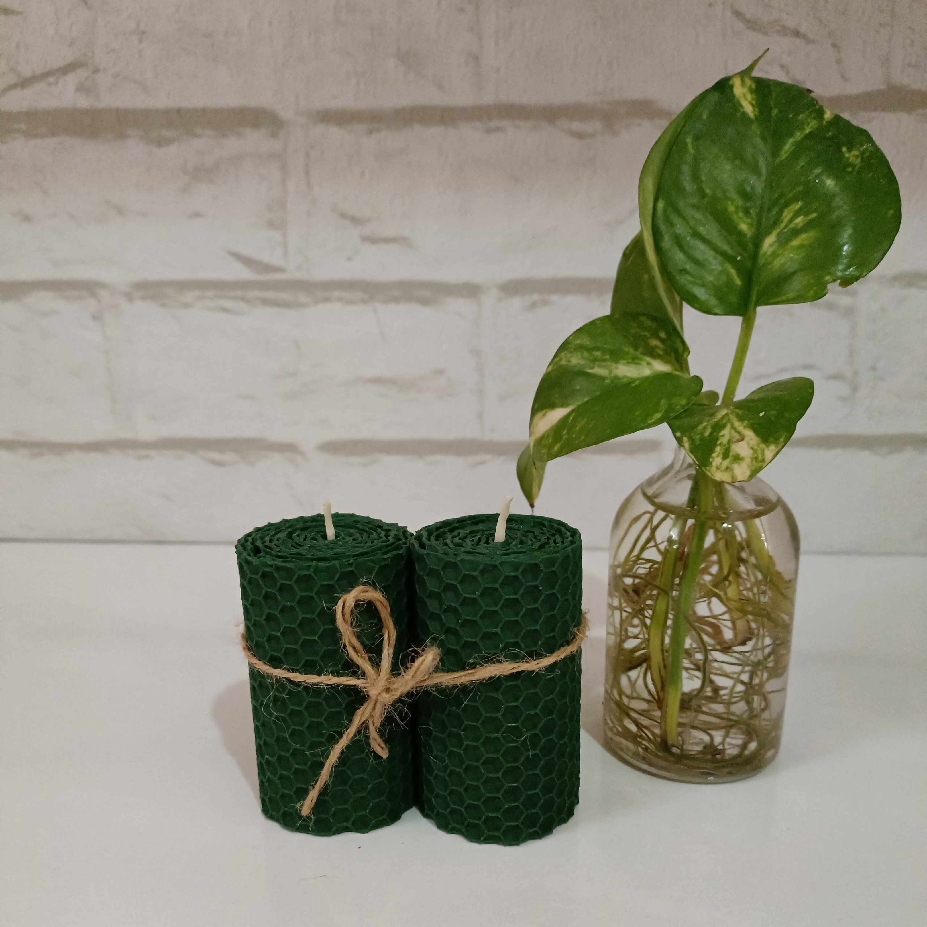 شمع موم عسلی سبز