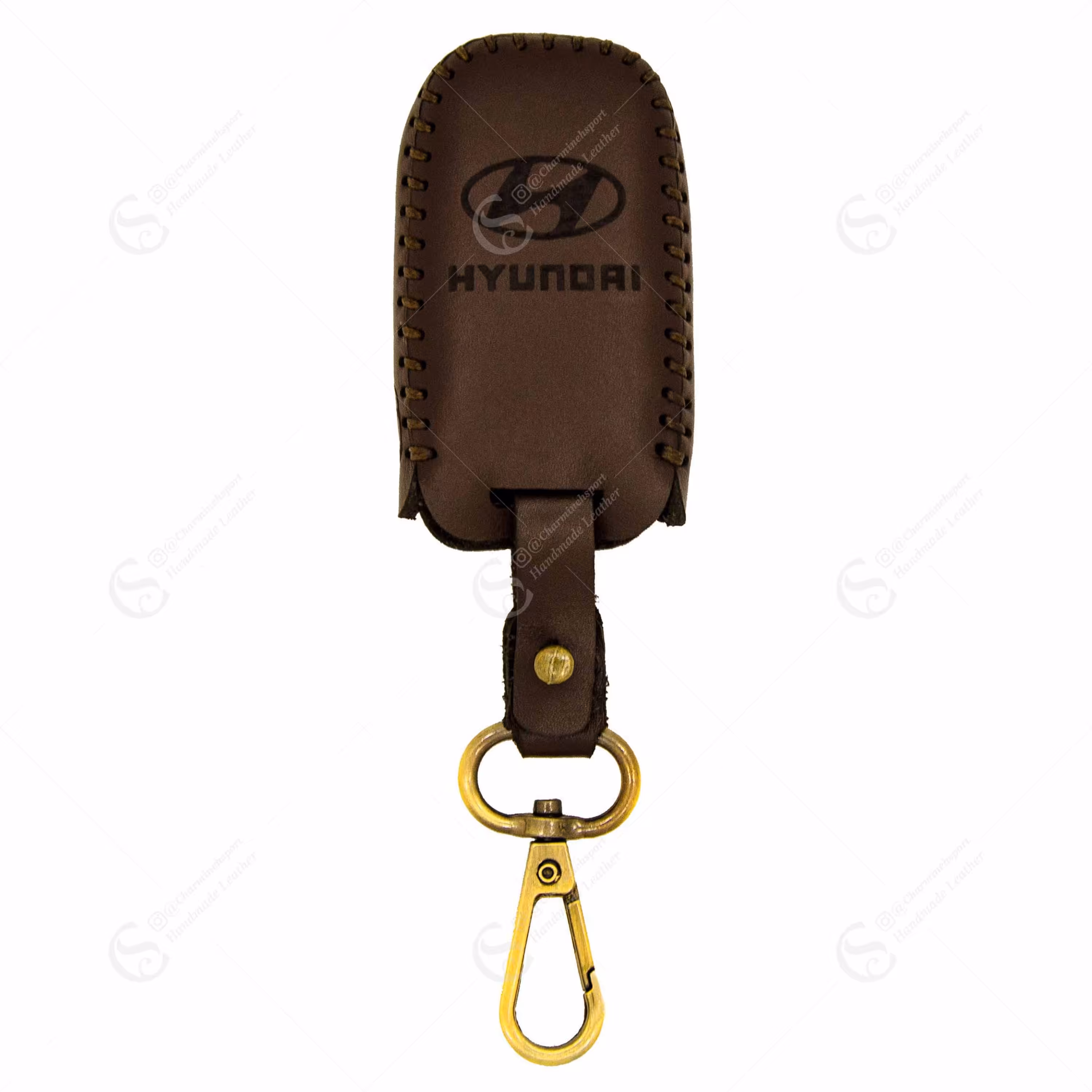 جاسوییچی چرم طبیعی گاوی قهوه ای مناسب هیوندا 2دکمه