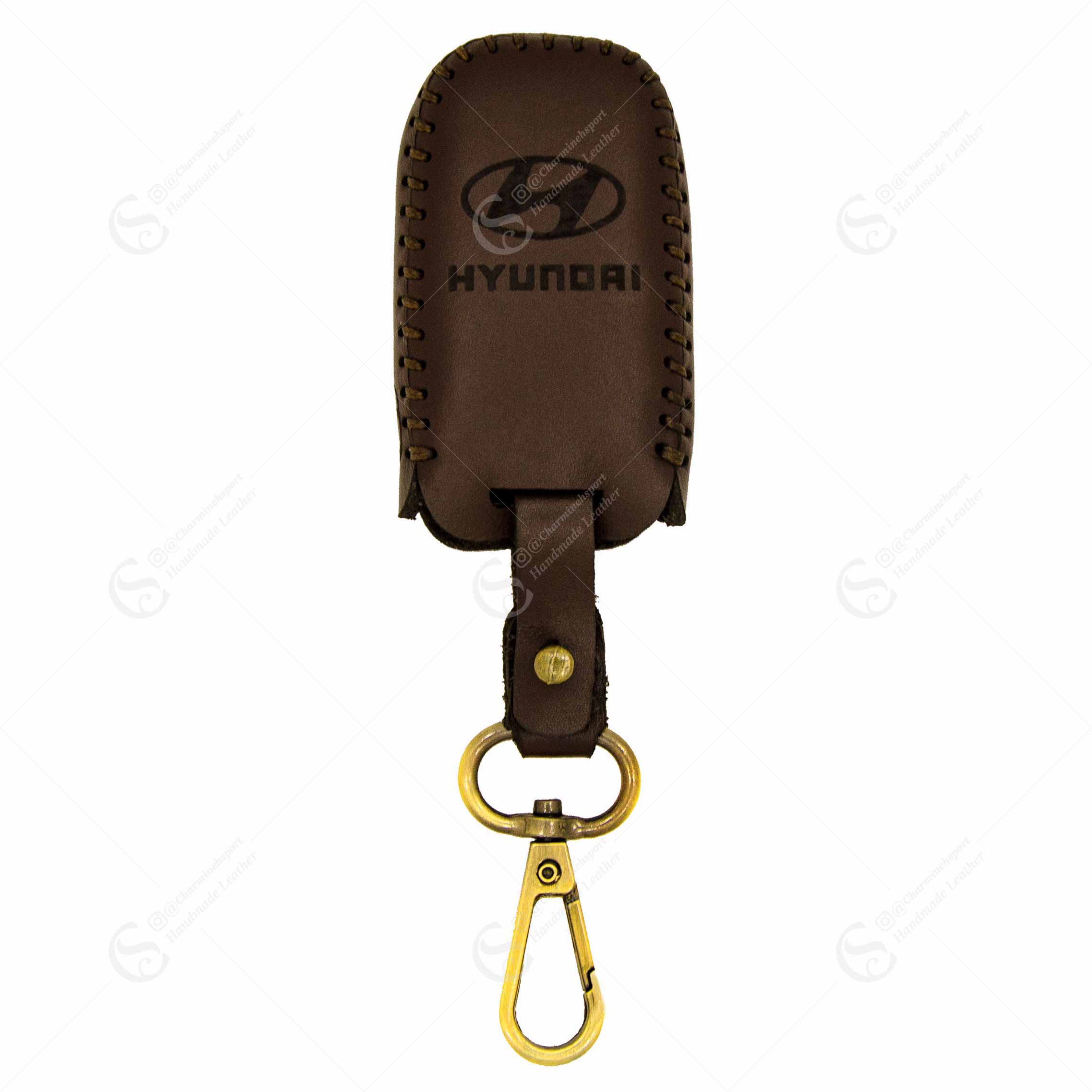 جاسوییچی چرم طبیعی گاوی قهوه ای مناسب هیوندا 2دکمه