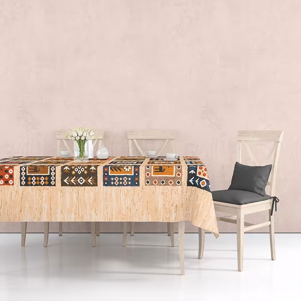 رومیزی 3 متری شانل مخمل دورو طرح چهل نقش مناسب 6نفر ((ارسال رایگان))