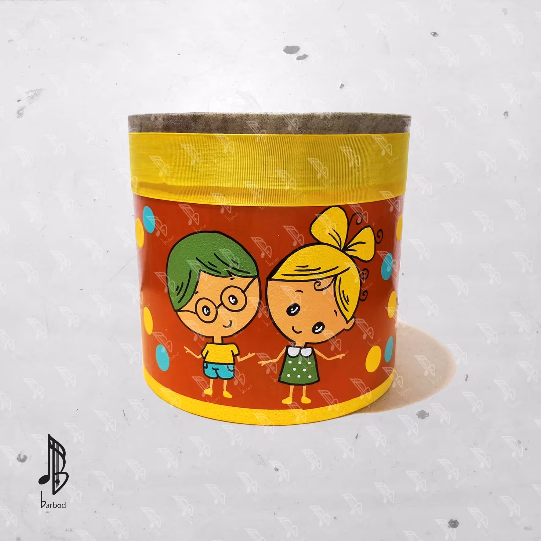 طبلک پلیمری باربد زمینه نارنجی (دختر و پسر)