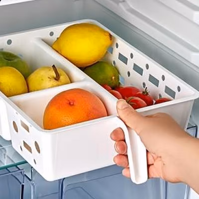 سبد نظم دهنده یخچال سه خانه  دسته دار یخچالی (مرتب کننده کابینت)