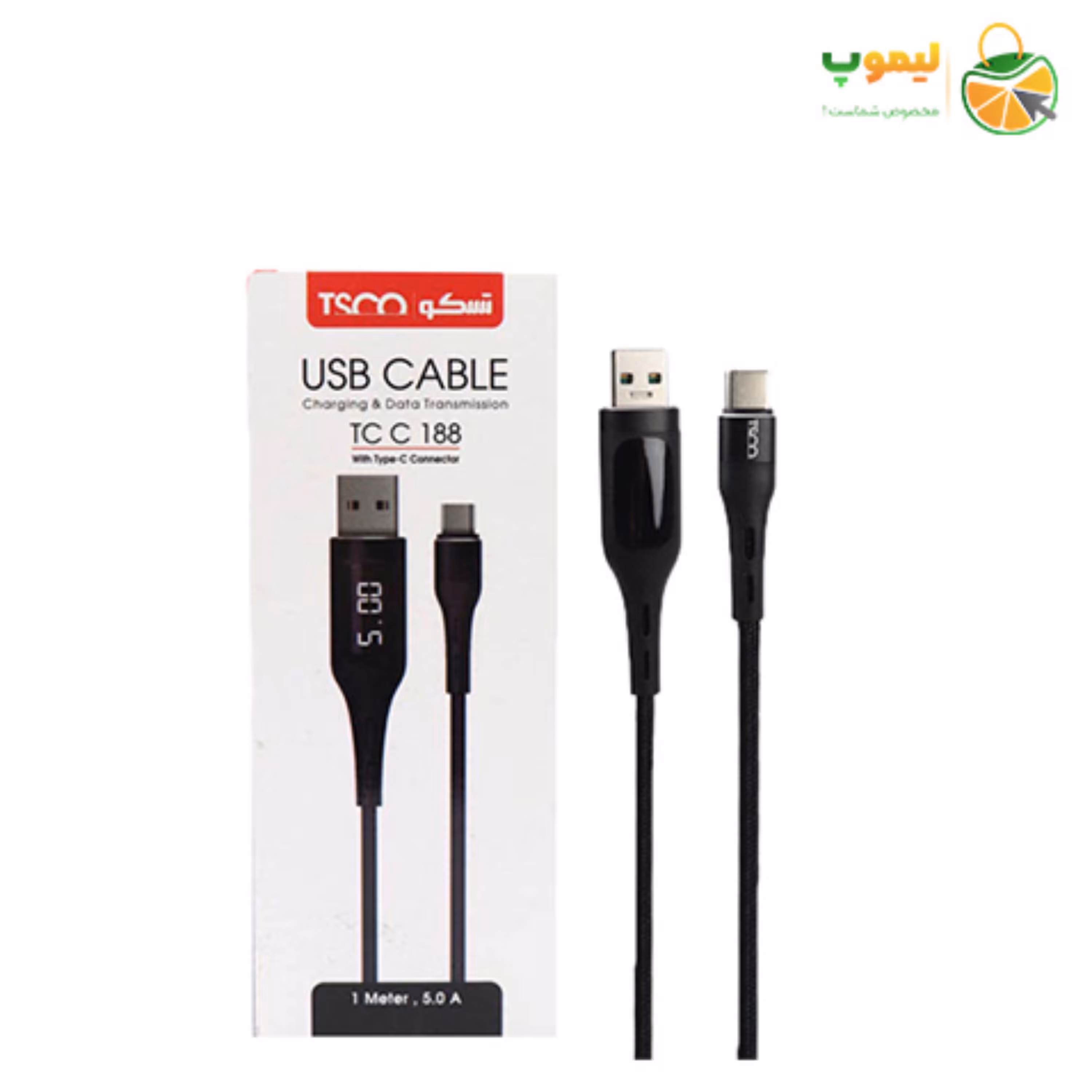 کابل شارژ تایپ سی تسکو مدل TC C 188 طول کابل1 متر دارای نمایشگر LED می اشد