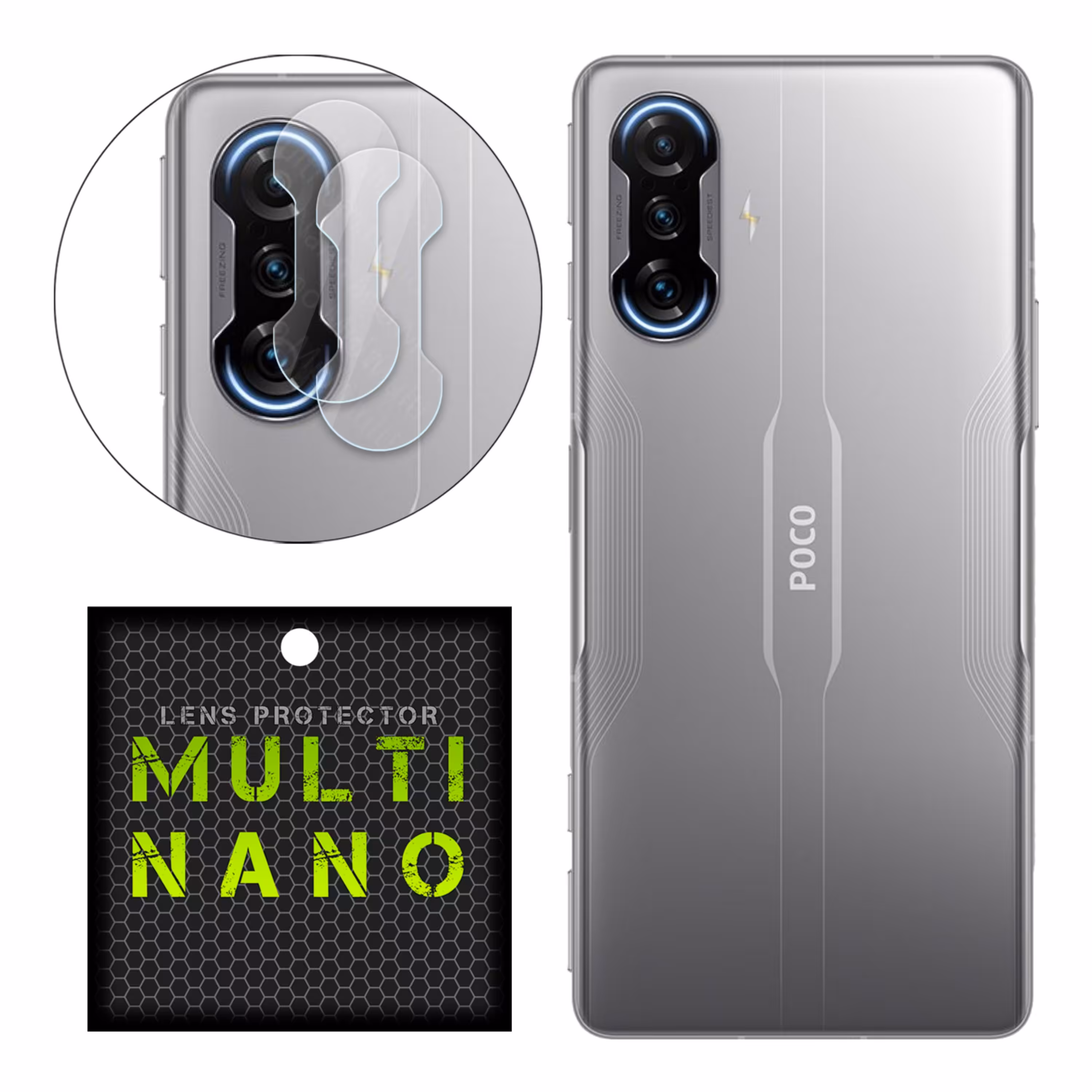 محافظ لنز دوربین MultiNano مدل X-L2N برای شیائومی Poco F3 GT بسته دو عددی