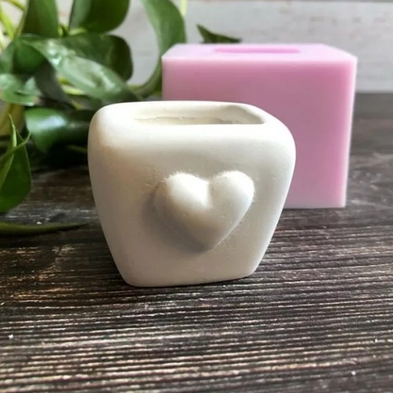 قالب سیلیکونی گلدان طرح قلب کوچک