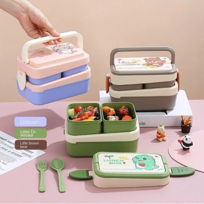 لانچ باکس و ظرف نگهدارنده دو طبقه سه قسمتی