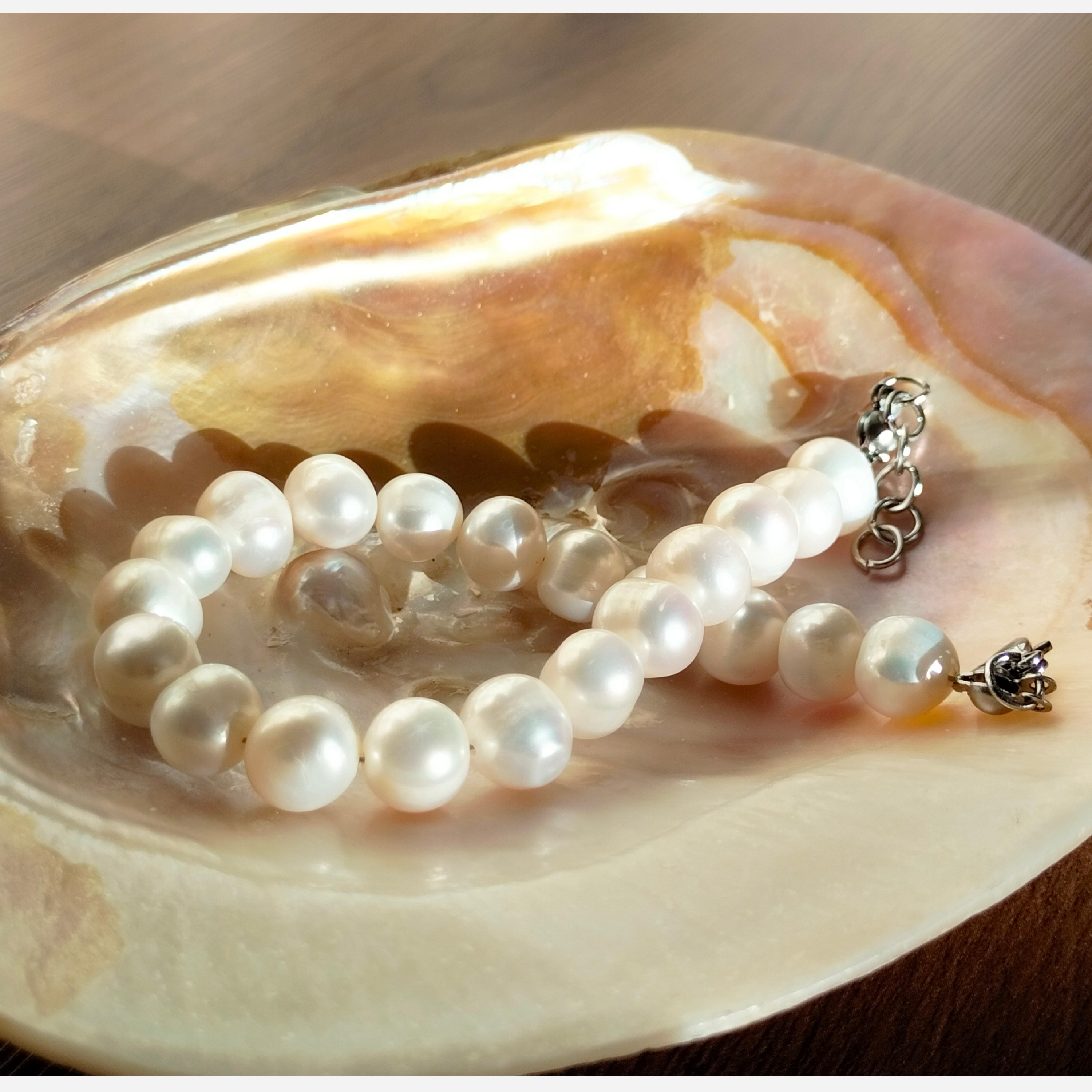 دستبند مروارید اصل پرورشی 8 میل