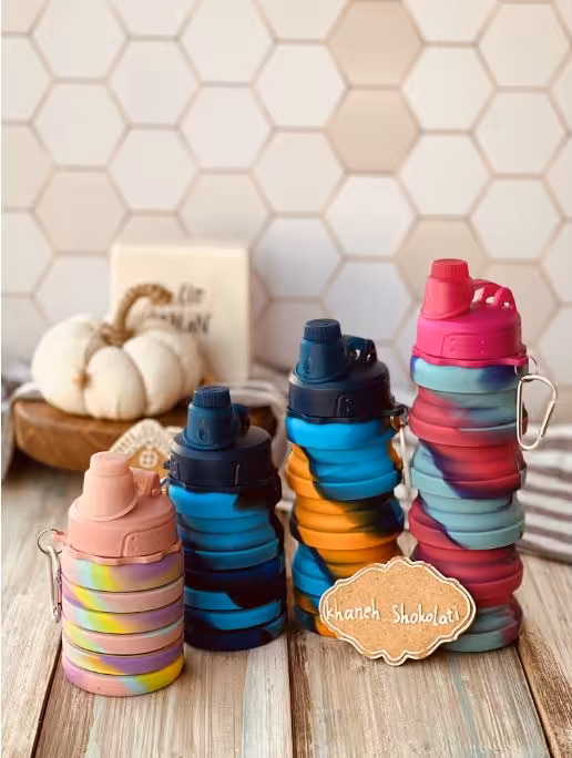 قمقمه آکاردِئونی سیلیکونی رنگی