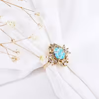 انگشتر طرح طلا با سنگ فیروزه اصل کد 11455