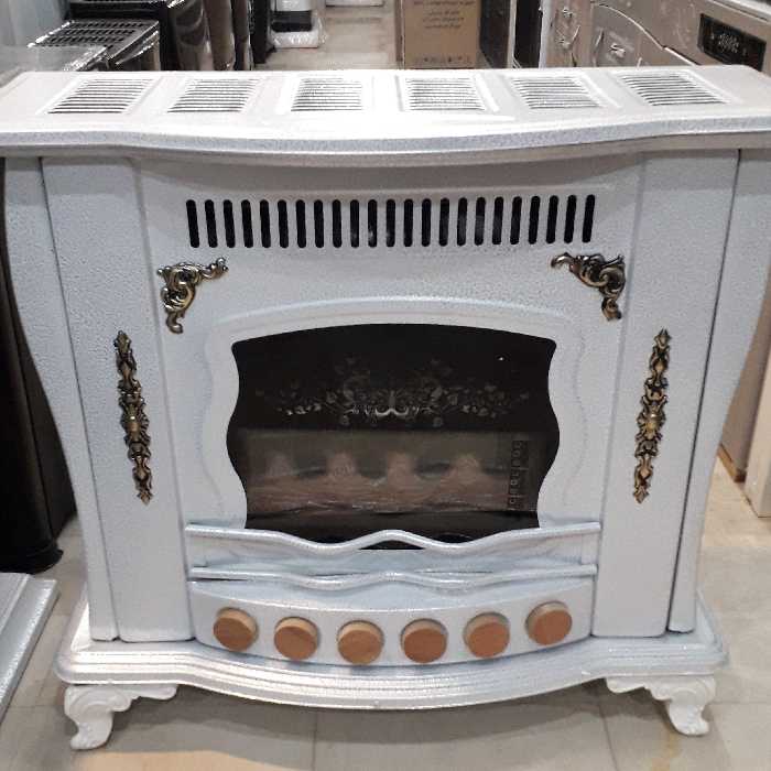 بخاری گازی شومینه 28000 آروین رنگ سفید چکشی