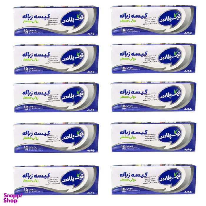 کیسه زباله تیک پلاس مدل رولی معطر 10 بسته 15 عددی
