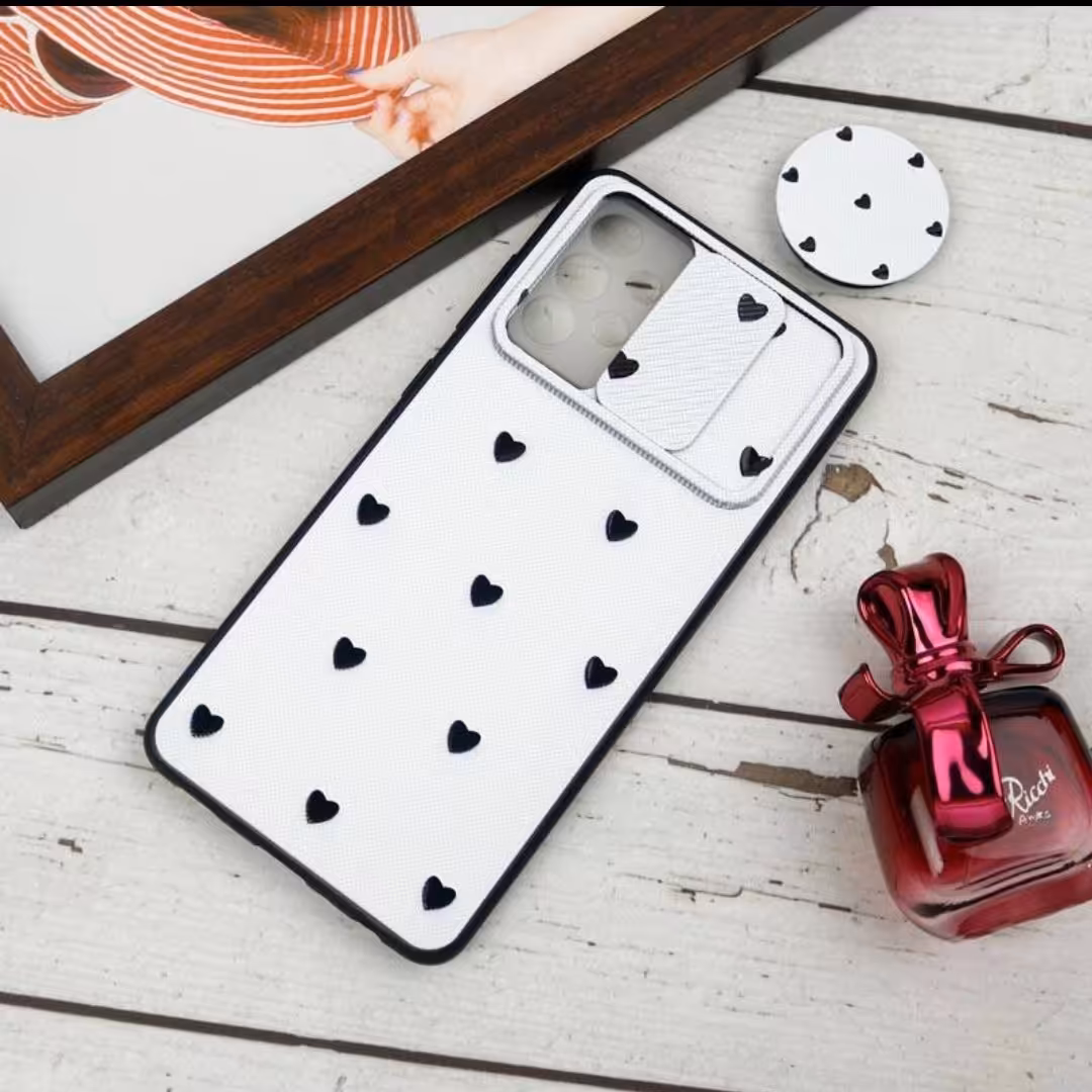 قاب قلب سفید درپوش دار با پاپ سوکت مناسب گوشی سامسونگ A72