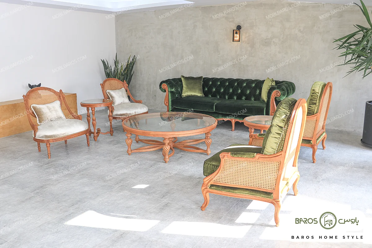 مبل کلاسیک و جدید 7 نفره کاجی روما و نیکا