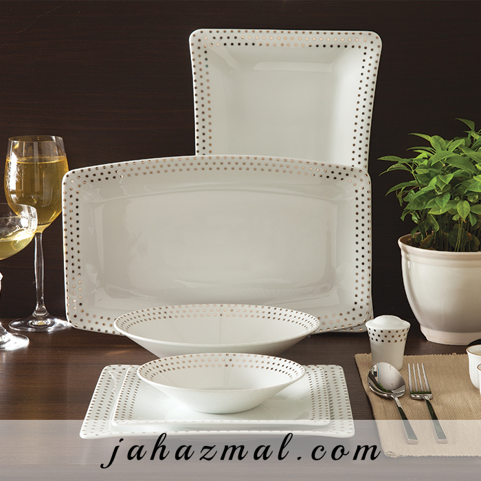 سرویس چینی زرین طرح اسپاتی پلاتینی 30 پارچه