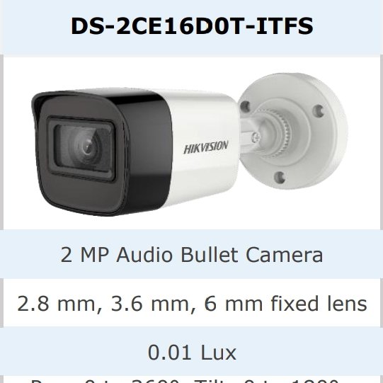 دوربین 2 مگاپیکسل دارای میکروفون برند HIKVISION  دارای 2 سال گارانتی معتبر