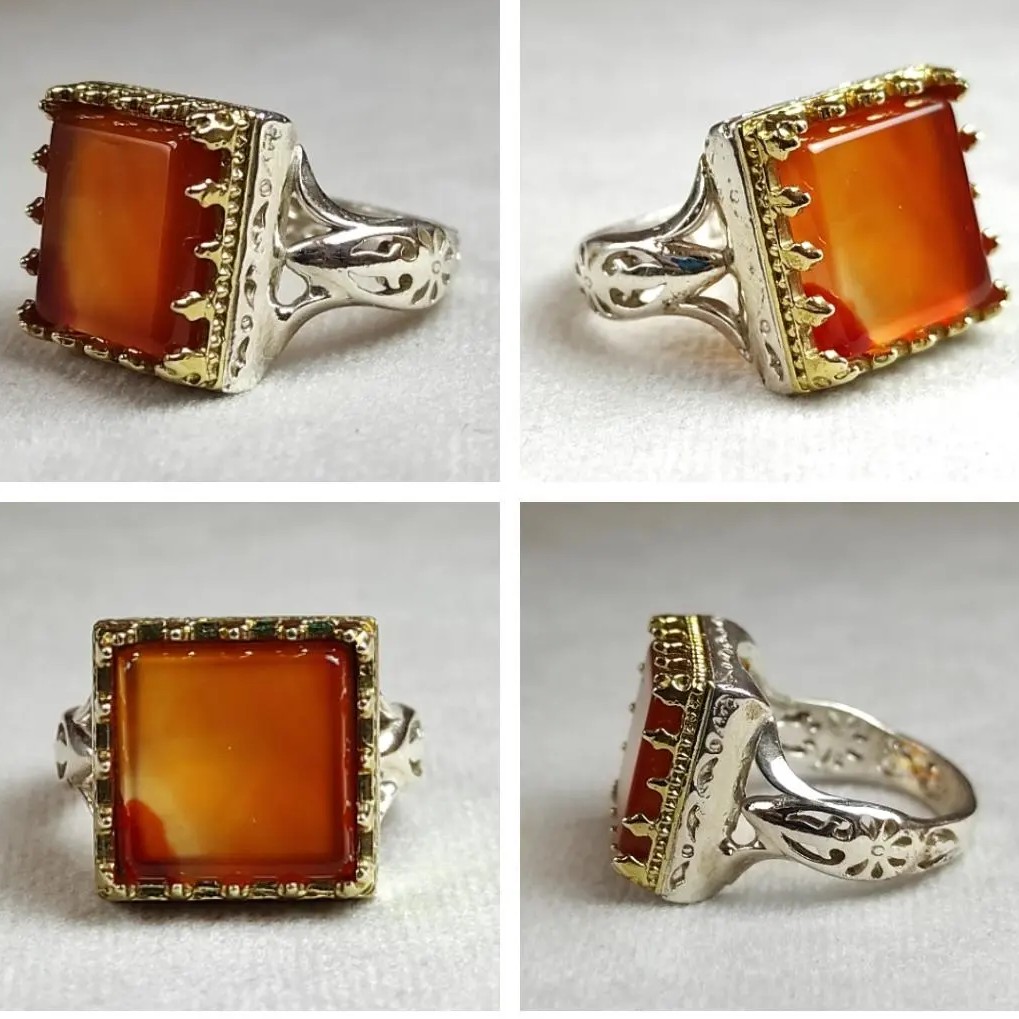 انگشتر نقره مردانه عیار 925با سنگ معدنی و  طبیعی