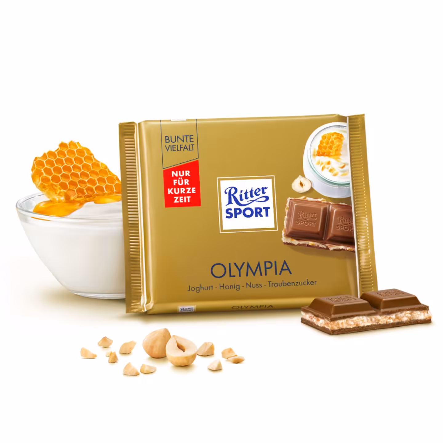 شکلات ریتر اسپرت با مغز کرم عسلی و فندق محصول کشور آلمان 100 گرمی/Ritter sport