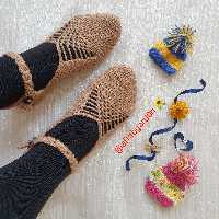 پاپوش ساقدار نسکافه ای دستبافت آماده گالری آفتابگردون