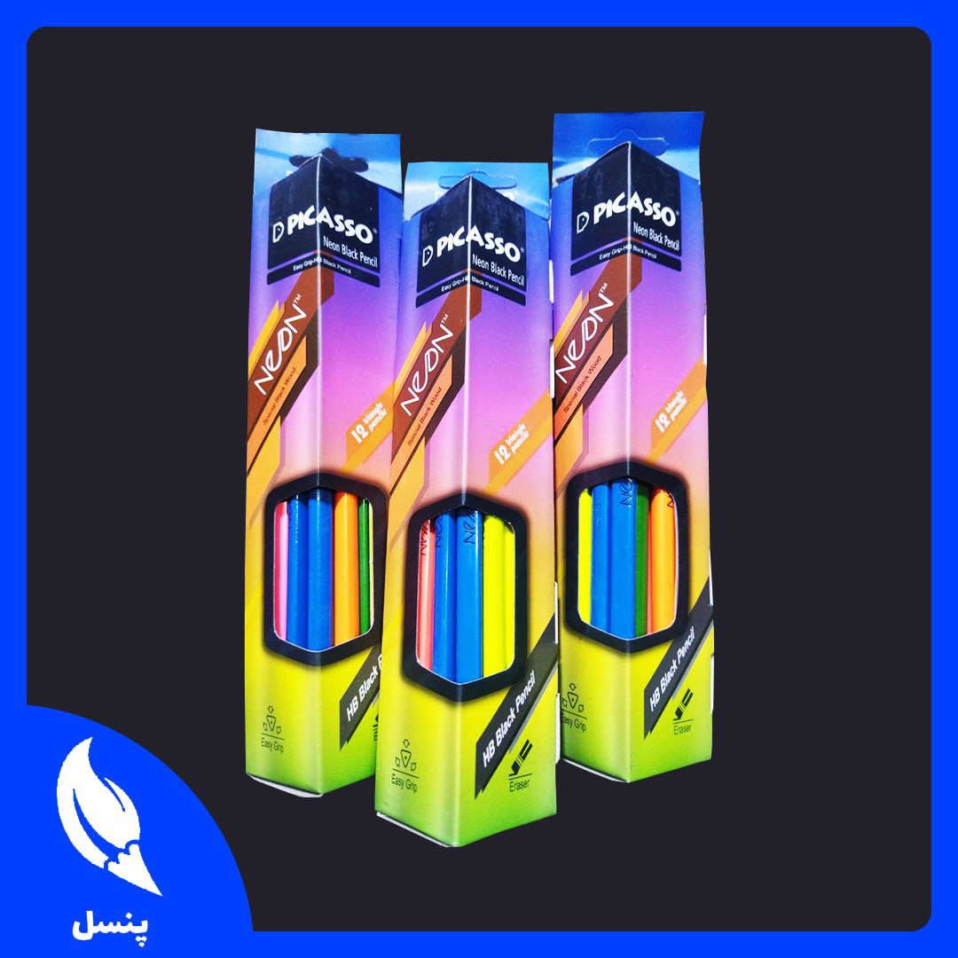  مداد مشکی پاک کن دار پیکاسو طرح نئون
