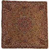 کاور کوسن ترمه ابریشم کد QUTR11 نفیس رنگ کرم پررنگ آستر شکلاتی لبه مغزی دوزی