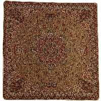 کاور کوسن ترمه ابریشم کد QUTR11 نفیس رنگ کرم پررنگ آستر شکلاتی لبه مغزی دوزی